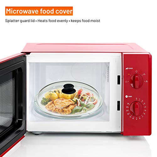 Bezrat Microwave Glass Plate Cover | Splatter Guard Lid with Easy Grip Silicone Handle Knob | 100% Food Grade | BPA Free and Dishwasher Safe | Fits Plates and Bowls 11 x 2 inches (Black) - Thumbnail 6