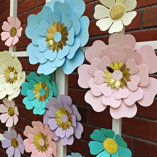 Pastel Paper Flower for Wall Decor Easter Flowers Supplies Birthday Bridal Baby Shower Colorful Nursery Room Macaron Decor (10 inch-6 inch) Pack of 12 - Image 5