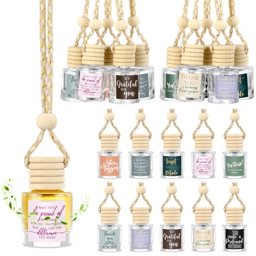 Funnymoom 20 Pcs Christmas Employee Appreciation Gifts Bulk Empty Glass Car Air Freshener Hanging Diffuser Thank You Gifts for Employee Nurse Staff Dietician Social Worker Volunteer