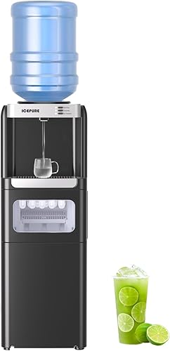 ICEPURE Dispensador de enfriador de agua con máquina de hielo integrada, dispensador de agua fría y caliente con máquina de hielo de bala, 33