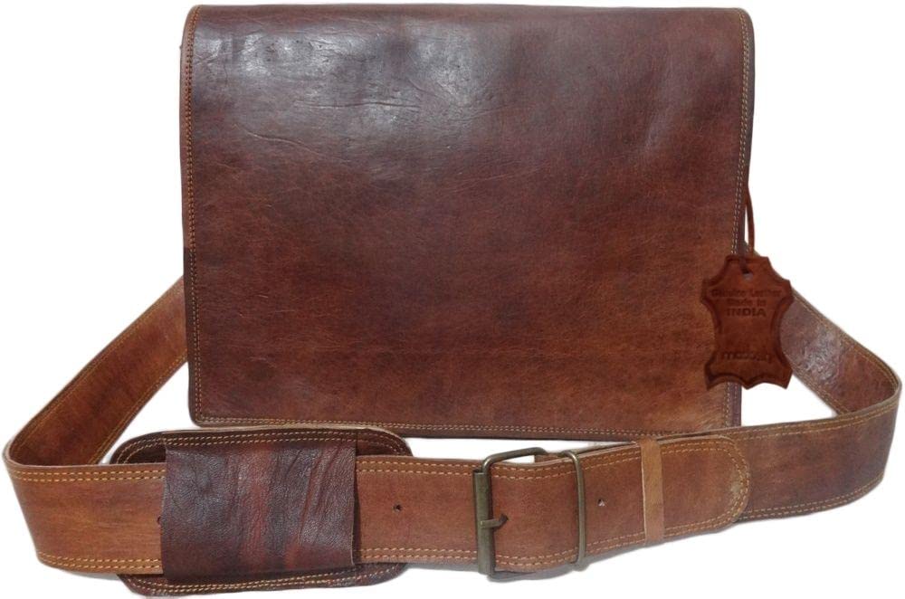 Madosh Mens Shoulder Messenger Bag Vintage Genuine Brown Leather Full Flap Satchel Side Laptop Office Bag (B07GB6ZDCP) Amazon Price History, Amazon Price Tracker