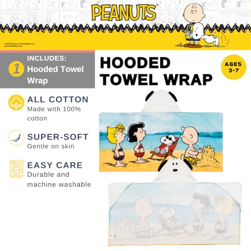 Image of Peanuts Snoopy Kids Super Soft Bath /Pool /Beach Soft Cotton Terry Hooded Towel Wrap, 24 in x 50 in, (Officially Licensed Product) by Franco
