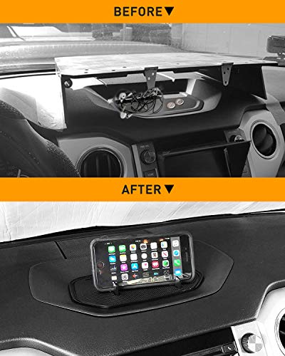 LESAUCE Center Dash Console Organizer Tray Replacement for Toyota Tundra 2014 2015 2016 2017 2018 2019 2020 Dashboard Mount Phone Holder for Tundra Accessories Car