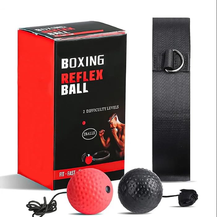 K-MART 2 Boxing Reflex Ball with Headband, Boxing Equipment for Adult/Kids, Boxing Ball Great for Reflex, Timing, Accuracy, Focus, Stress Relief and Hand Eye Coordination Training for Boxing