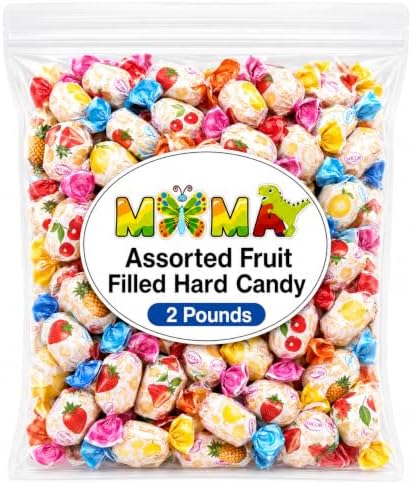 Fruit Filled Hard Candy Individually Wrapped - 2 lb Delicious Assorted Variety Pack for Snacking & Sharing - Summer Candy Sale,Basket Stuffers & Fillers, Bulk Assorted Candy Gifts