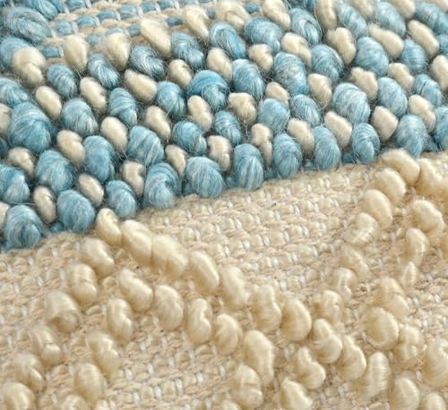 Image of TIB Premium Boho Decorative Throw Cushion Covers, 16 x 16 cm, Set of 2, Cotton. (Blue & White Diamonds)