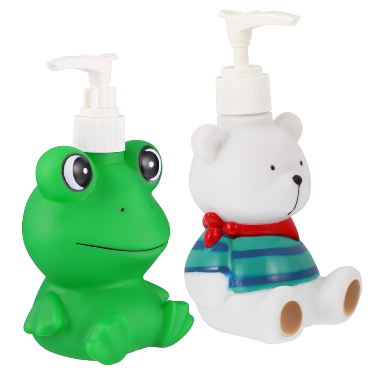Dispenser di Liquido per Cucina e Bagno 300ml, Set 2 Pezzi Flaconi Pompa a Pressione, Bottiglie Cartoon Ermetiche per Shampoo, Lozione e Bagnoschiuma, per Viaggi e Uso Quotidiano