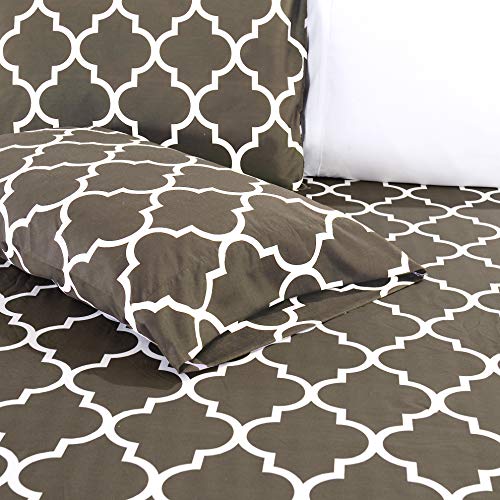 Elegant Comfort Luxury Soft Bed Sheets Quatrefoil Pattern - 1500 Premium Hotel Quality Microfiber Softness Wrinkle and Fade Resistant (6-Piece) Bedding Set, King, Grey