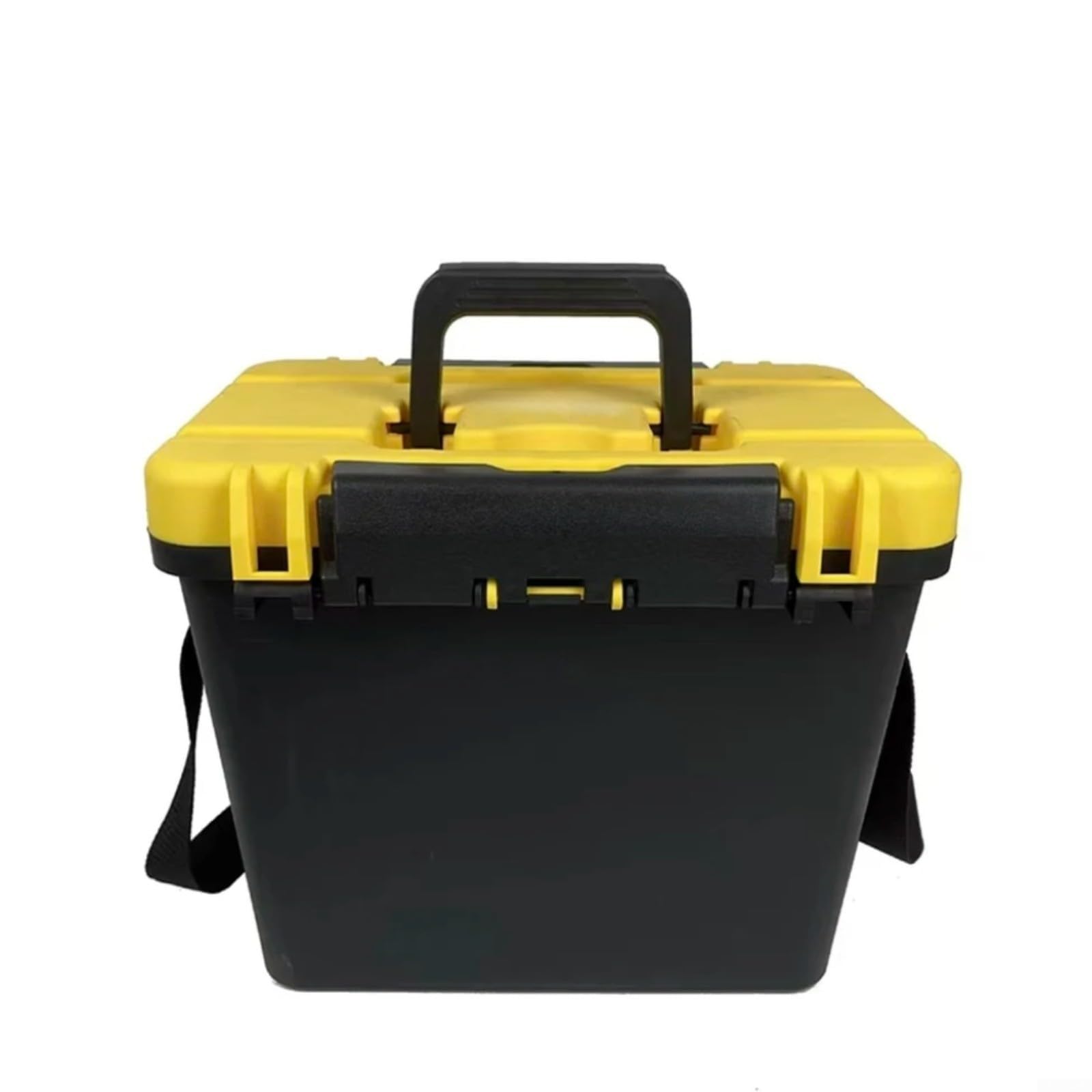 Caja de aparejos de pesca multifuncional con asa y correa para el hombro, estuche de almacenamiento de ABS grueso, accesorios de cebo, portátil para asiento al aire libre para pesca al aire