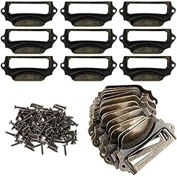 Armario Archivador Cajones TTBDDM 30 Piezas Tiradores de Etiquetas, Tirador de Cajón Vintage, Antiguo Metal Titular de La Etiqueta, Portaetiquetas Antiguo, con 60 Tornillos, para Armarios, Archivadores, Cajones de Oficina