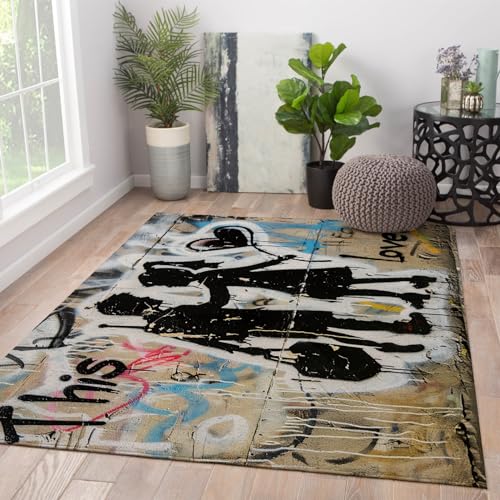 Tapis graffiti art moderne grand format 150x210 pour séjour