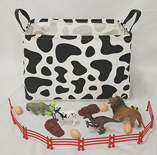 Image of Baby Storage Basket Nursery Box Laundry Hamper Organization Bins for Toys and Clothes with Handles (Cow)