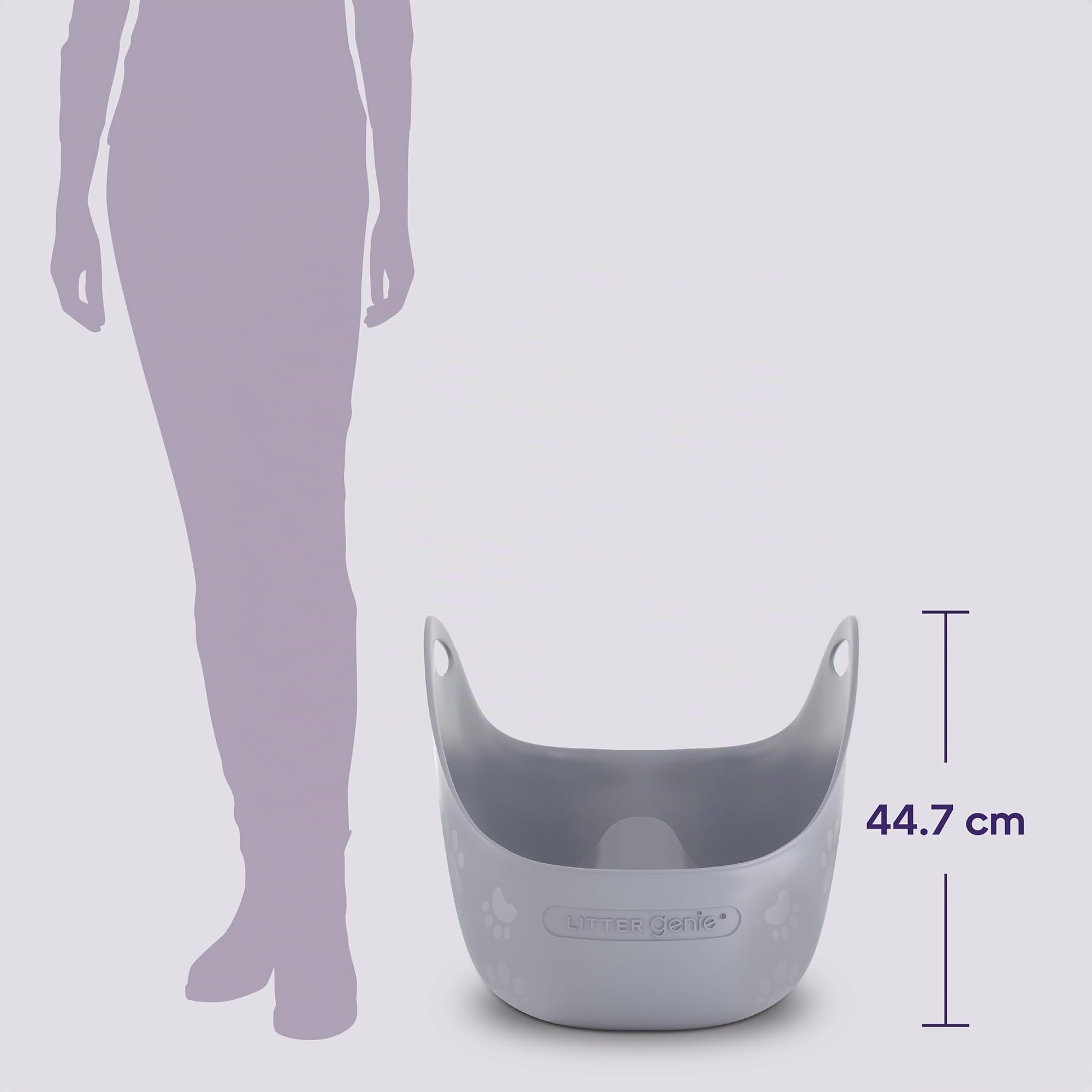 Litter Genie LitterBox Grey - Bandeja de Arena para Gatos, diseño Elegante y práctico, fácil Vaciado, Incluye Pala