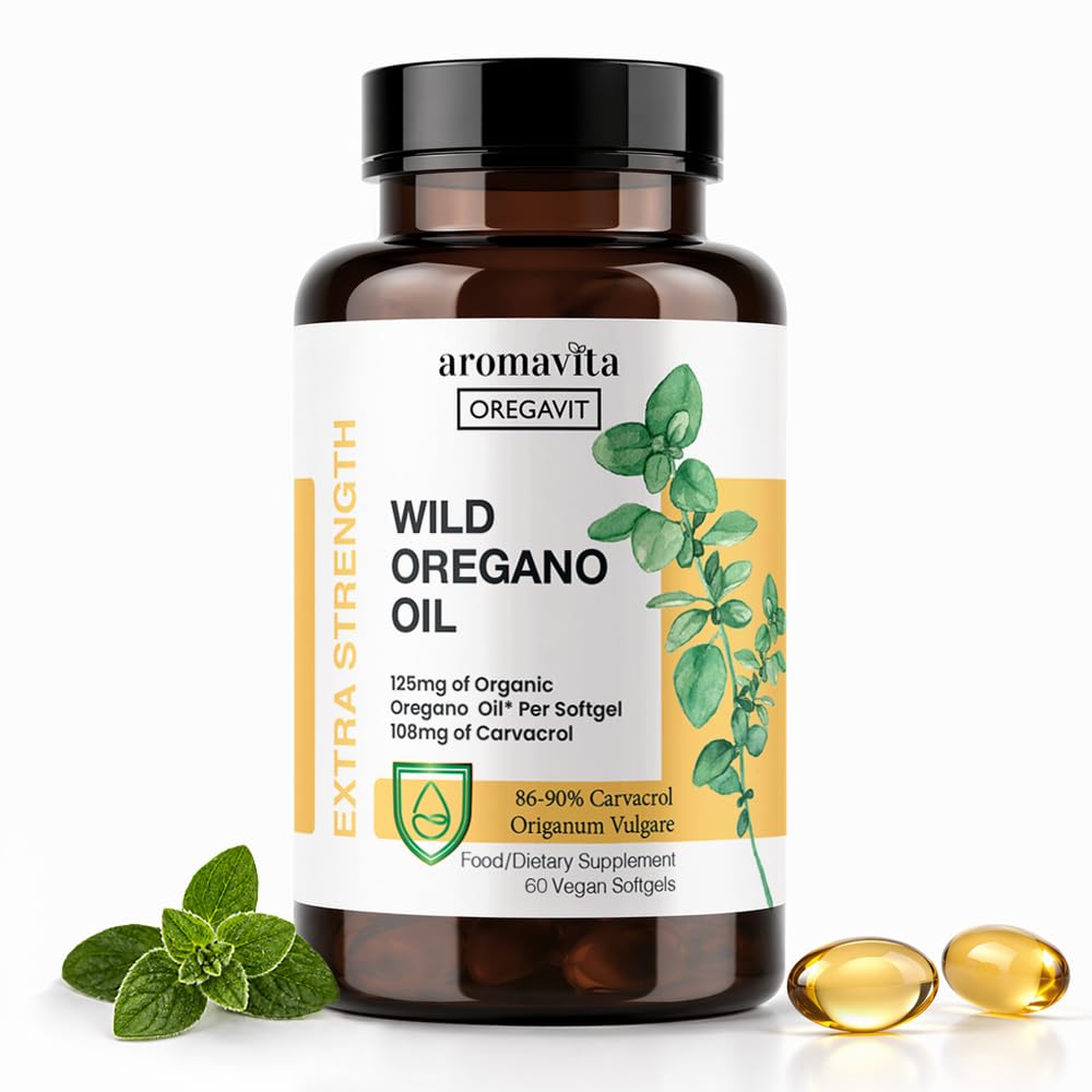 Olio Selvatico Vegano di Origano Capsule Biologico, 86-90% Carvacrolo - Supporto Immunitario e Digestivo, Antiossidante Naturale, Vegano, Non OGM, 60 Capsule (60 Sofgel/1 Confezione)