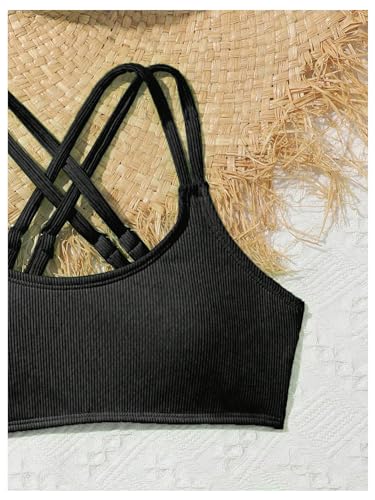 Image of Milumia Girl's 2 Piece Swimsuits Criss Cross Spaghetti Strap Bikini Sets Beachwear Bathing Suit