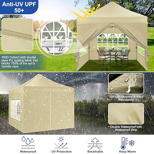 Image of COBIZI 10x15 Heavy Duty Pop Up Canopy Tent with 4 Sidewalls, Orange