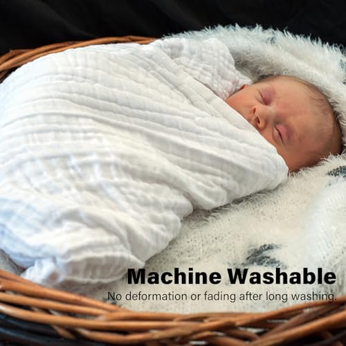 Image of Muslin Swaddle Blankets Cotton Newborn Colorful Natural Soft and Breathable, Enlarge Thickened Baby Blankets For Boys and Girls Suitable For Infants & Toddlers Swaddle Wrap(4 Pack)