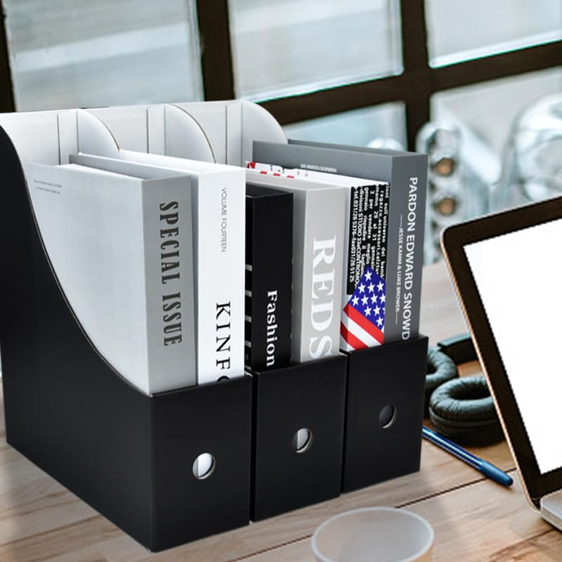 Magazine-File-Holder-6PackBlack-Magazine-File-Organizer-for-Home-Office-Classroom-Desk-File-Organizer-Magazine-Storage-Box-with-Label-Stickers