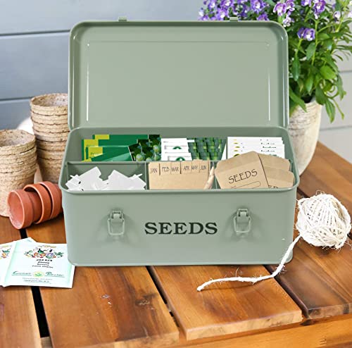 Seed Storage, Metal Seed Box, Seed Storage Organizer Box with Lid & Handle - Image 5