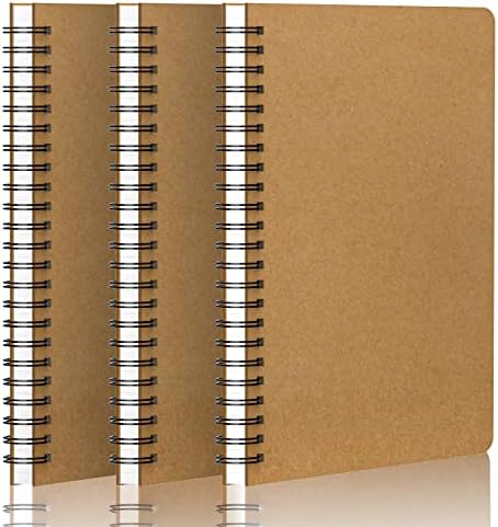 EUSOAR Hard Cover Spiral Notebook, A5 3Pack 5.5"x8.3" 120 Pages Graph Spiral Notebook Journals, Wirebound Journal Sketch Notebook for Math and Science Students Engineering Artist Drawing