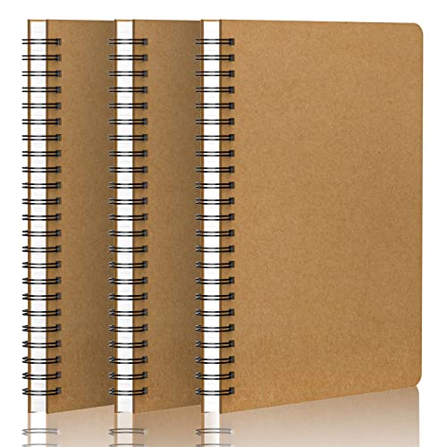 Carnet à spirales A5 EUSOAR lot de 3 cahiers couverture rigide de 120 pages pour le dessin