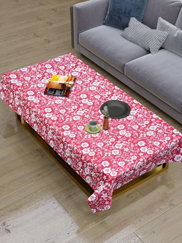 Image of Dakshya Industirs PVC Waterproof Table Cover 36x54 Inch Floral Printed Center Table Cover Washable Plastic Table Sheet Oilproof Dining Table Cover for Coffee Table Living Room Home (Floral Grace)