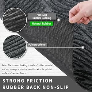 Yimobra front door mat outside entrance 295×17 absorbent doormat stain and fade resistant heavy duty indoor outdoor welcome mat non slip natural rubber low profile easy clean patio dark grey  urban country home decor