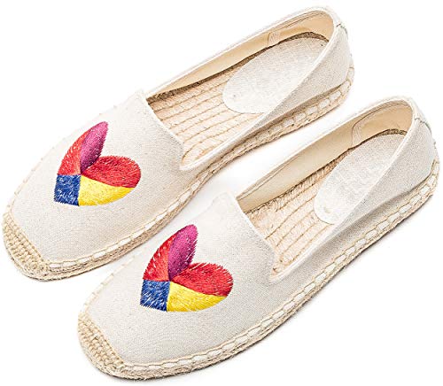 Image of Women's Casual Flat Cap-Toe Slip on Platform Canvas Espadrilles Smoking Slipper Loafer