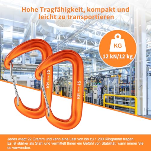 6 Stück Karabinerhaken Karabiner Klettern Schwerlast Alu Karabinerhaken ：Groß 12KN (1200KG) Karabinerhaken Schwerlast für Hundeleine Outdoor Camping Hängematten Rucksackreisen Schlüsselanhänger