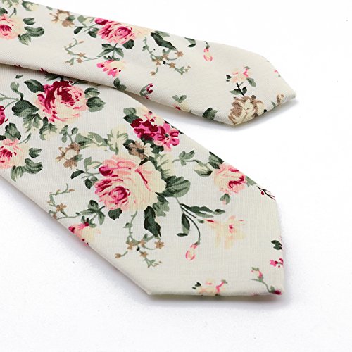 Image of Mantieqingway Floral Ties for Men Skinny Cotton Tie Flower Necktie