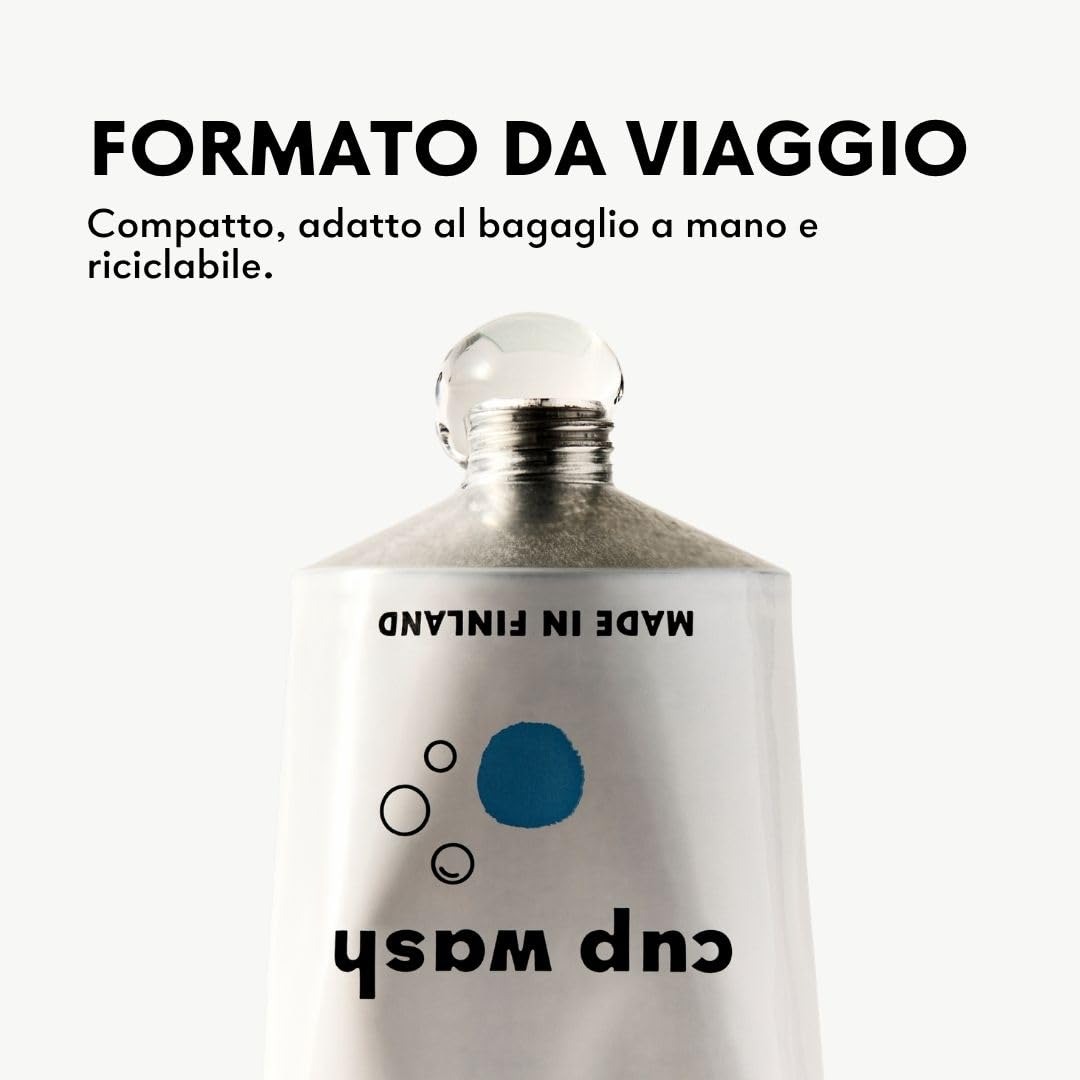 Lunette Gel per la Pulizia della Coppetta Mestruale – Gel a pH Bilanciato per Coppette e Dischi – Vegano e Sicuro per il Silicone – Formato da Viaggio – Prodotto in Finlandia, 100 ml