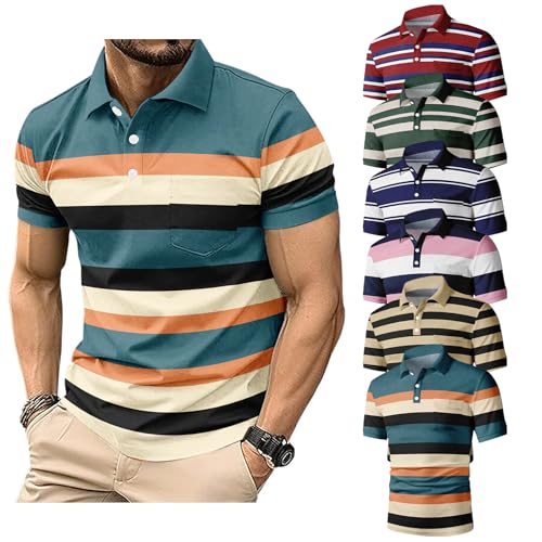 6 Pack Mens Polo Shirt Short Sleeve Sports Golf Tennis T-Shirt Moisture-Wicking Summer Shirts for Work Casual Athletic