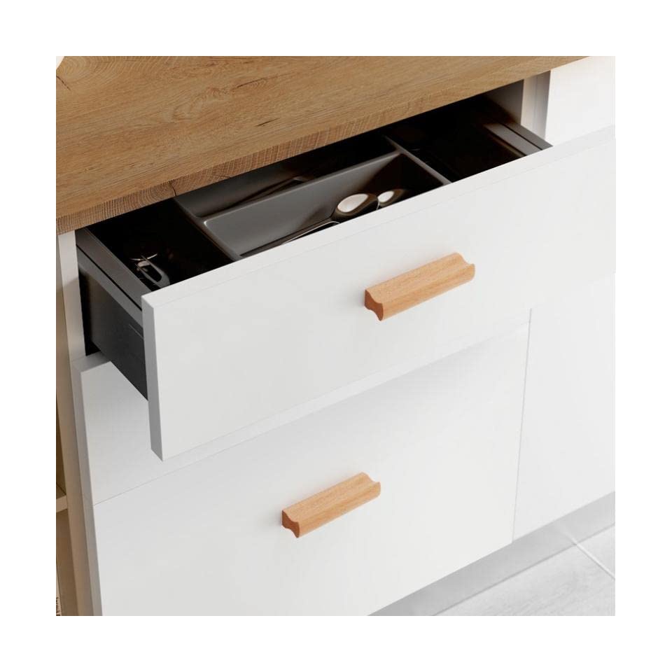 KHAMEO 1 Stuks Houten Kast Handgrepen Massief Houten Lade Pull Hardware, Kastdeur Lade Dressoir Pull Houten Handgrepen Voor Dressoir Ladekast, Boogvormige Trekhendel (Gatafstand 160 Mm)/Gatafstand 96