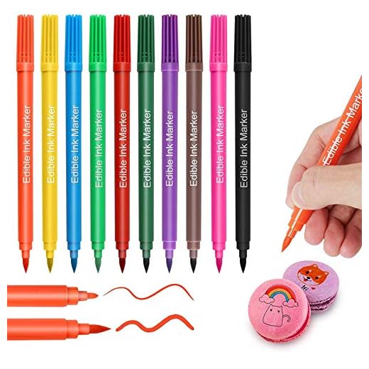 Rotuladores comestibles, 10 unidades, color alimentario, doble punta, comestibles para decorar galletas, pasteles, fondant, postres, huevos Pascua