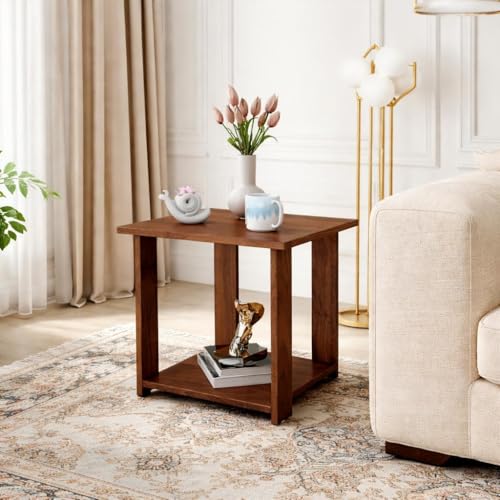 Image of SPYDER CRAFT Exotic Wood Bedside Table for Bedroom|Wooden Modern Side Tables for Bedroom|Side Table for Bed Room|Corner Table for Bed Room (Finish Color -Colambian, DIY(Do-It-Yourself))