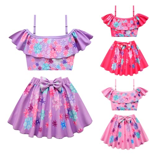 Girls 2Pce Swimsuit Set Bikini, Mirabel Isabella Pepa Dolores, Cute Swimsuit Dresses for 3-10 Years, Cosplay Princess Dress