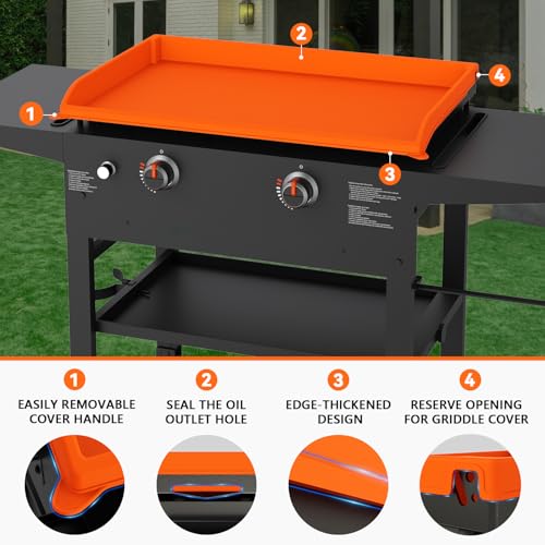 Image of Silicone Griddle Cover for Blackstone - Full Protection Waterproof Griddle Top Cover All Year Round Protective Mat for Black Stone Accessories (28 inch Orange)