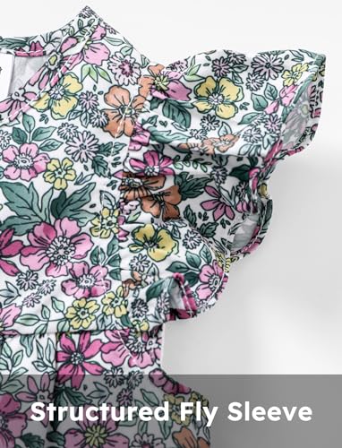 PATPAT Baby Girl's Floral Dress Ruffle Sleeve Cute Playwear Round Neck Dresses4