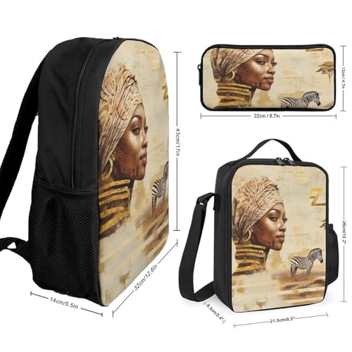 African Woman Zebras Large Travel Backpacks Carry on Backpack Weekender Bag with 2 Storage Pockets for Men And Women2