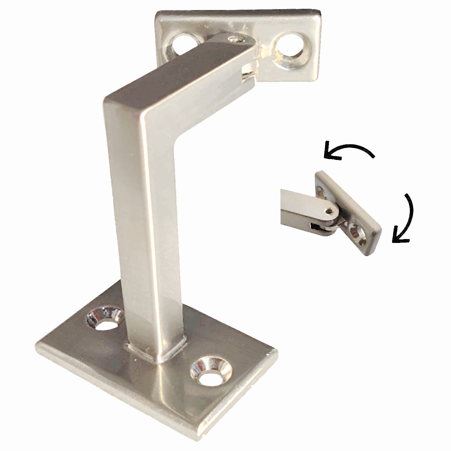 Langdoly3-3/8" High Swivel Handrail Brackets for Staircase Stair Railing Heavy Duty Black Brackets with Screws (Pack of 1) (Satin Nickle)