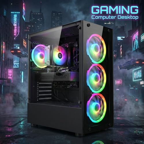Image of STGAubron Gaming PC Desktop Computer, Intel Core i7 up to 3.9G, GeForce GTX 1660 Super 6G, 32GB RAM, 1TB SSD, WiFi, BT 5.0, RGB Fan x4, Windows 11 Home