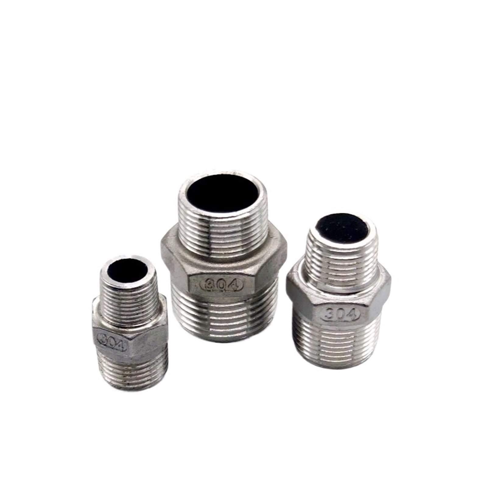 Accesorios Neumáticos Accesorio de tubería, 1 UNIDS DN8 - DN100 Rosca Macho Unión Pezón Hexagonal 304 Conector Montaje Tubería Acero Inoxidable Acoplador Agua Aceite Aire(DN50 to DN15)
