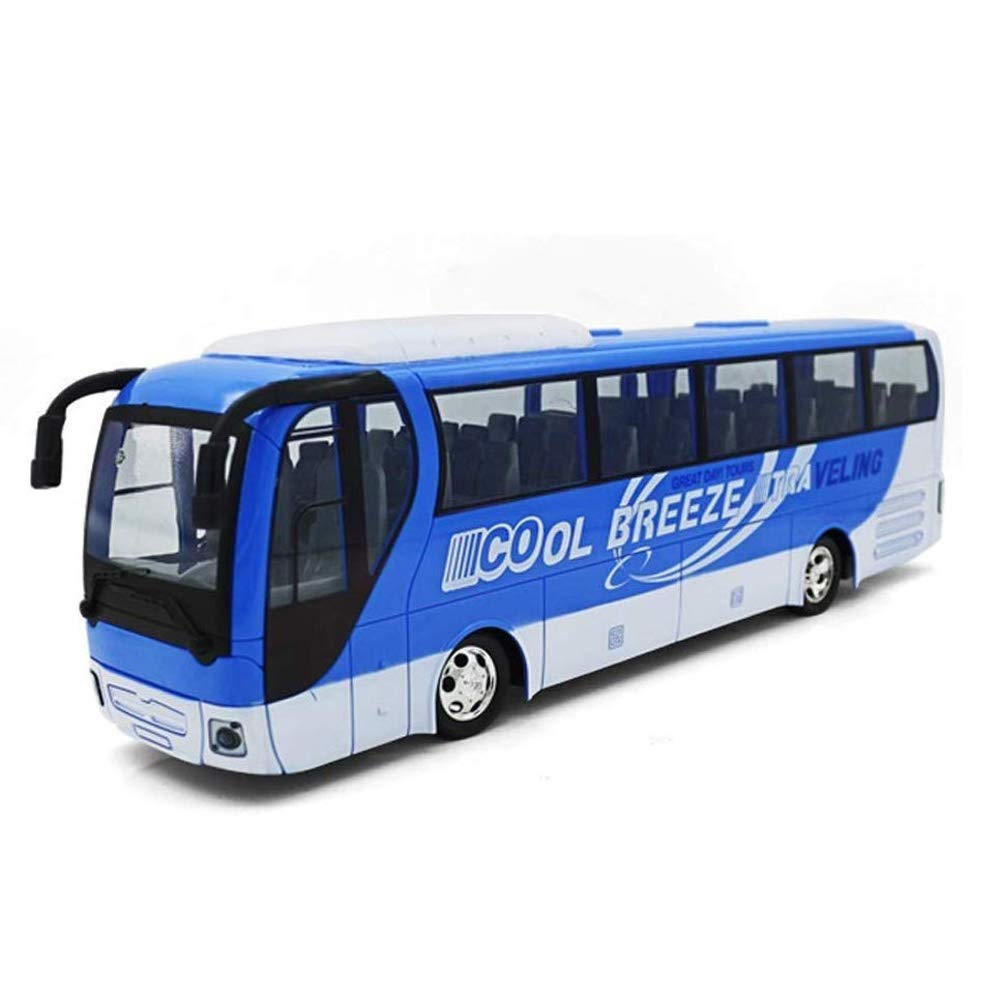 Lotees RC City Bus Electric Car Remote Control Car Passenger Bus Toy LED Light Boys Girls Can Open The Door Radio-controlled Car Educational Toys Model (Color : Blue, Size : 2battery packs)