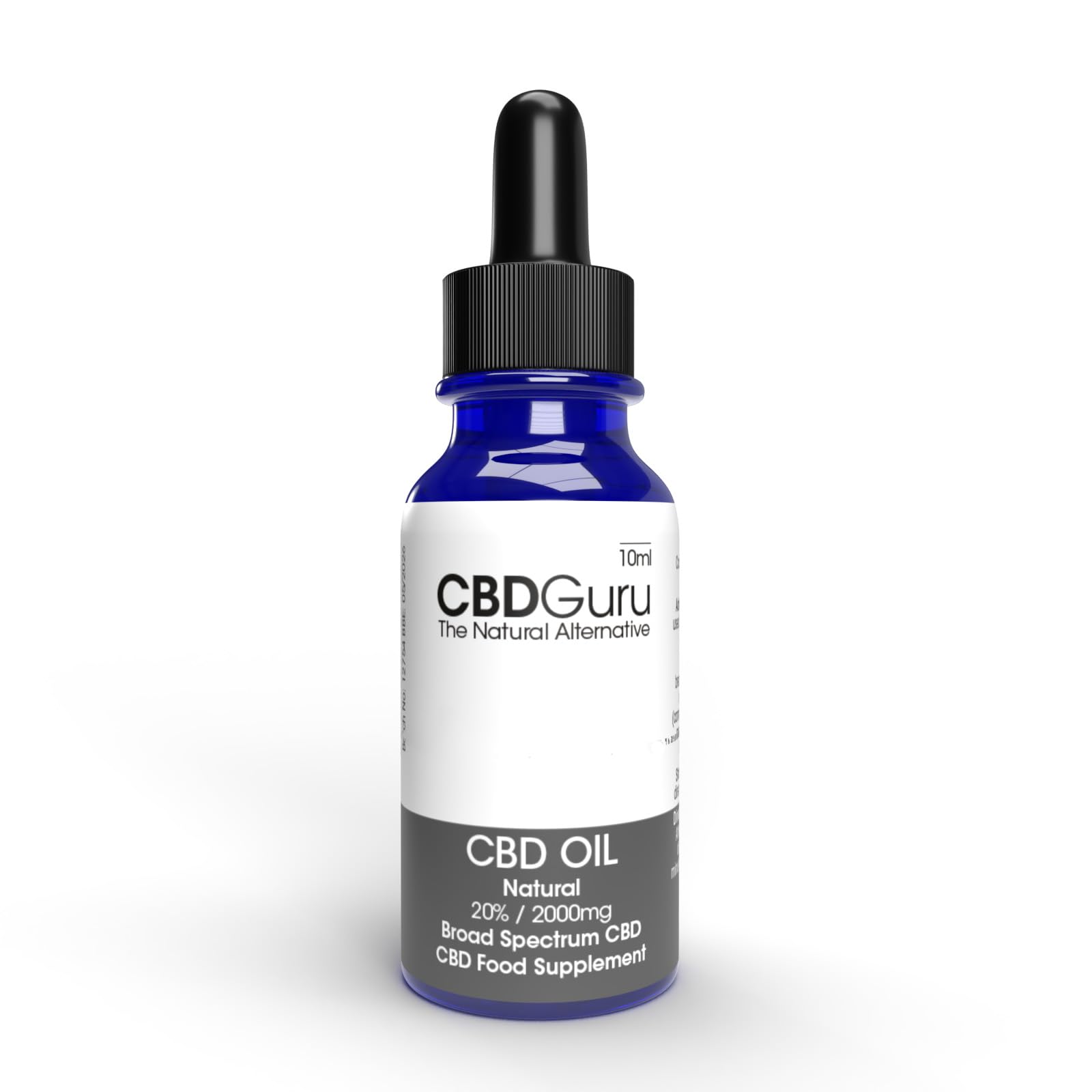 CBD Oil Drops 2000mg by CBD Guru - High Purity Natural Flavour with Naturally Sourced MCT Oil, 20% CBD, Supports Sleep & Anxiety, THC-Free, 10ml (18+)