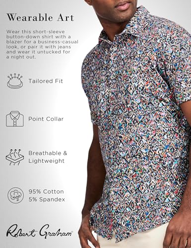 Robert Graham Mens Verlin Short Sleeve Button Down Motion Performance Knit Shirt2