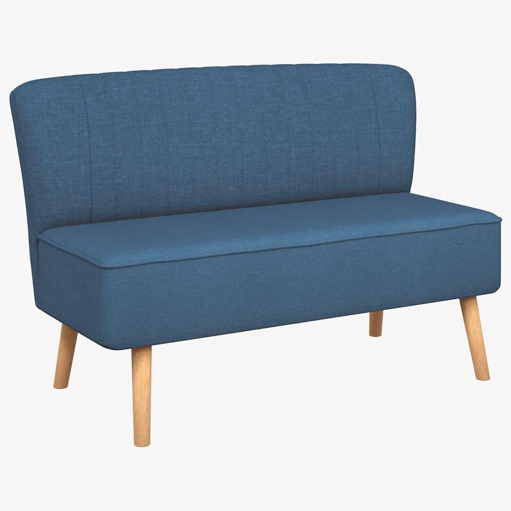 Canape 2 Places 117x55,5x77 cm Tessuto Blu Legno | Telaio in legno solido, comodo cuscino imbottito, seduta per soggiorno, facile da montare