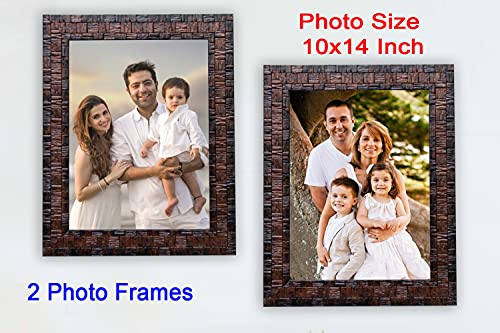 Image of Photo frame 10x14 Inch set of 2 Box Brown Color flexiable Glass (acrylic) & synthetic wood customized Modern Collage Photo Frames for Wall Hanging