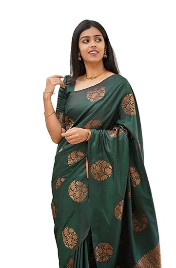 Textile Women's Banarasi Soft Silk Saree With Unstitched Blouse Piece (Free Size)
