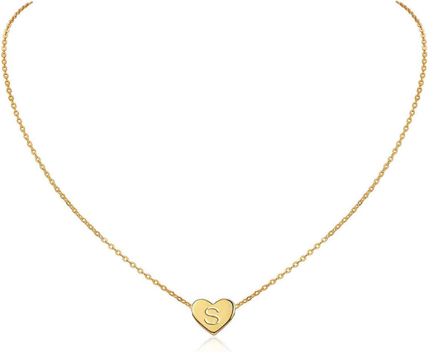 Glimmerst Initial Heart Necklace 18K Gold Plated Stainless Steel Tiny Heart Letter M Necklace Personalized Monogram Name Necklace for Women
