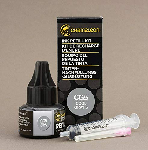 Chameleon Art Products, Ink Refill, Cool Grey 5 CG5, Complete Refill Kit - 25 ML